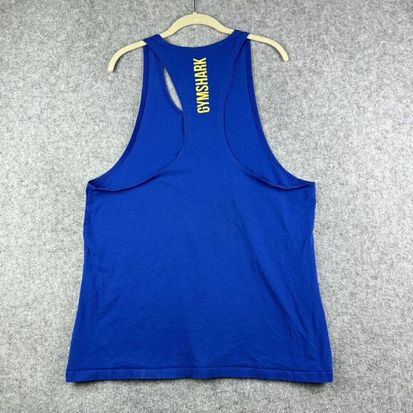 Gymshark Infill Stringer Tank Shirt Mens XL Blue Graphic Logo Racerback Workout - Picture 5 of 12